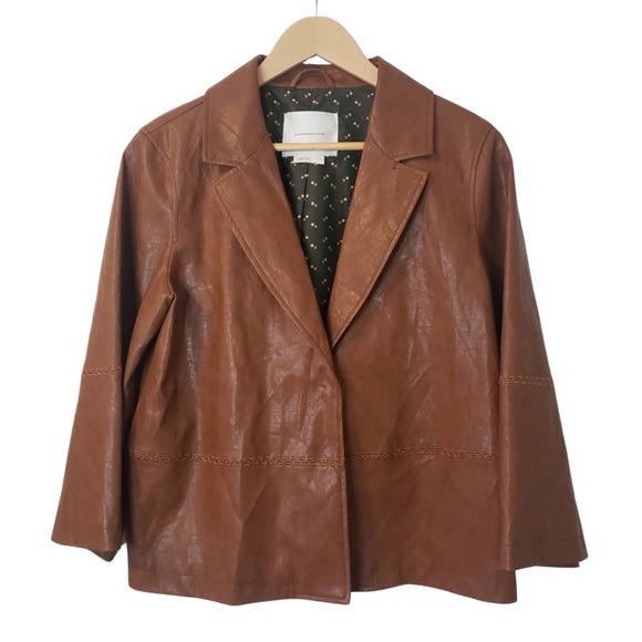 Anthropologie-Brown Faux Leather Jacket-S-NWOT Woman Spring Coat - Picture 1 of 8